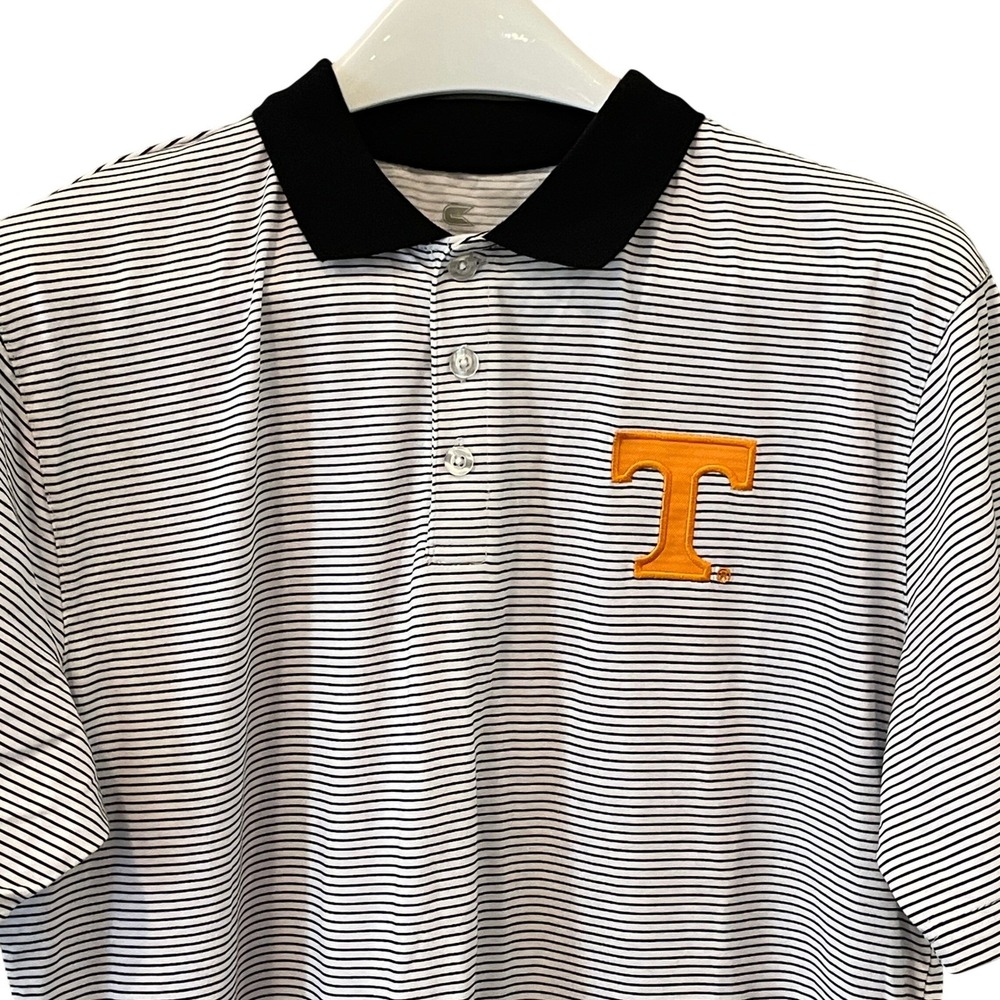 Colosseum Tennessee Volunteers Mens Polo Shirt M White Black Striped NCAA Vols
